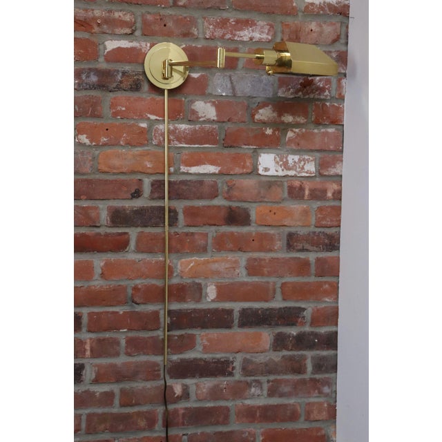 Chapman Manufacturing Company Vintage Polished Brass Swing Arm Wall Lamp With Swiveling Shade by Chapman For Sale - Image 4 of 18