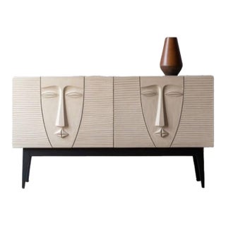 Luxury Sculptural Face Cabinet ,Handmade Wabi-Sabi Luxury Storage Console For Sale