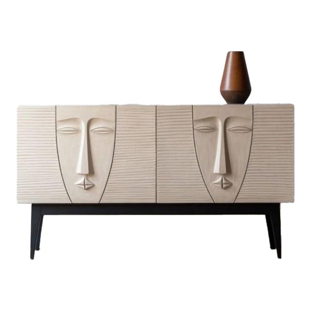 Luxury Sculptural Face Cabinet ,Handmade Wabi-Sabi Luxury Storage Console For Sale