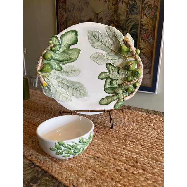 Green Vintage Italian Ceramic Platter For Sale - Image 8 of 9