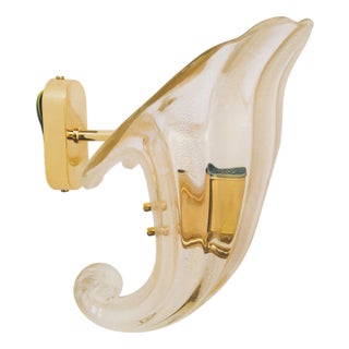 Cornucopia Wall Lamp in Gold Leaf & Murano Glass attributed to Murano for Manifattura Di Murano For Sale