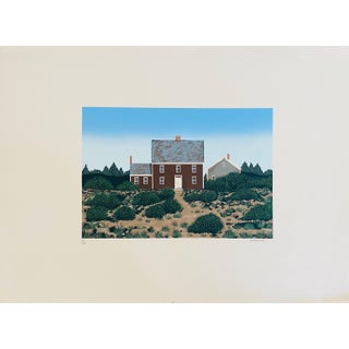 Ted Jeremenko, Large Silkscreen Serigraph of A House in Dunes, Americana Folk Art, c.1985 For Sale