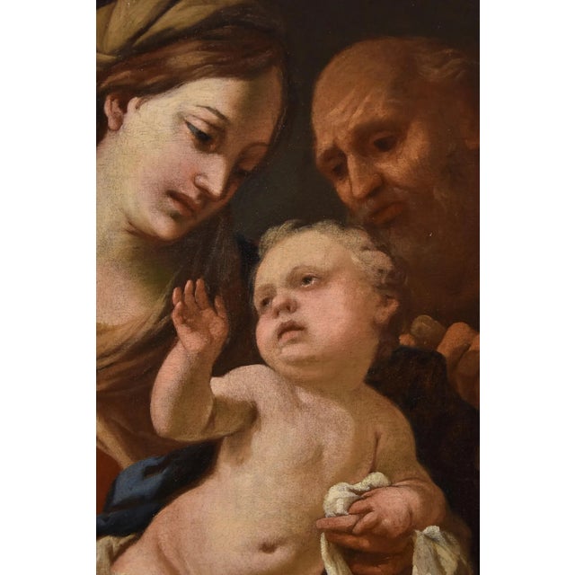 Circle of Domenico Piola, Holy Family, 1660, Oil on Canvas, Framed For Sale - Image 8 of 15
