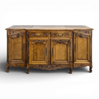 Neo-Rustic Sideboard in Carved Oak For Sale