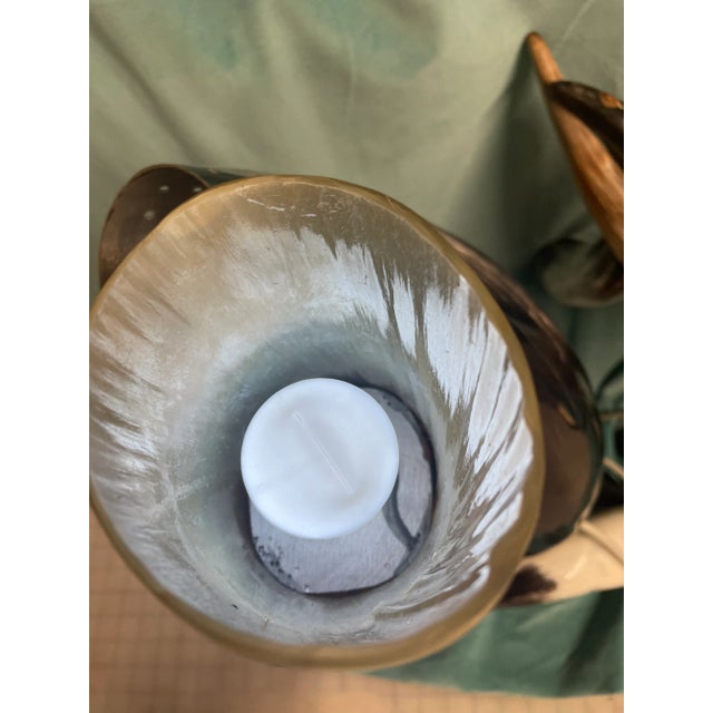 Mid-Century Tall Torchiere Horn Table Lamps Pair For Sale - Image 9 of 12