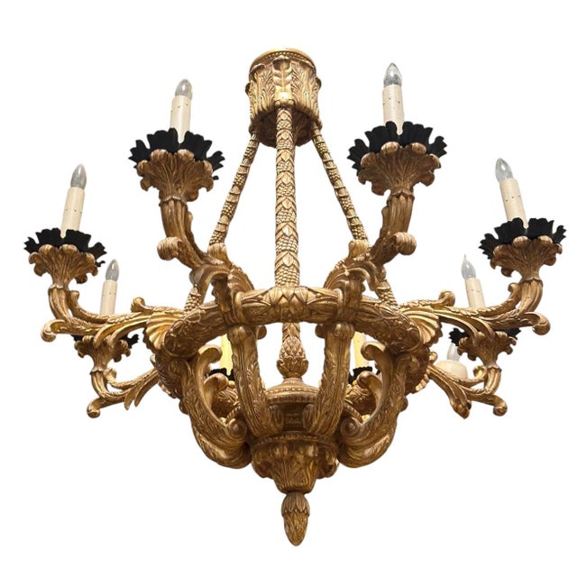 2000 - 2009 Paul Ferrante 18c Style Medici Italian Giltwood Chandelier For Sale - Image 5 of 6