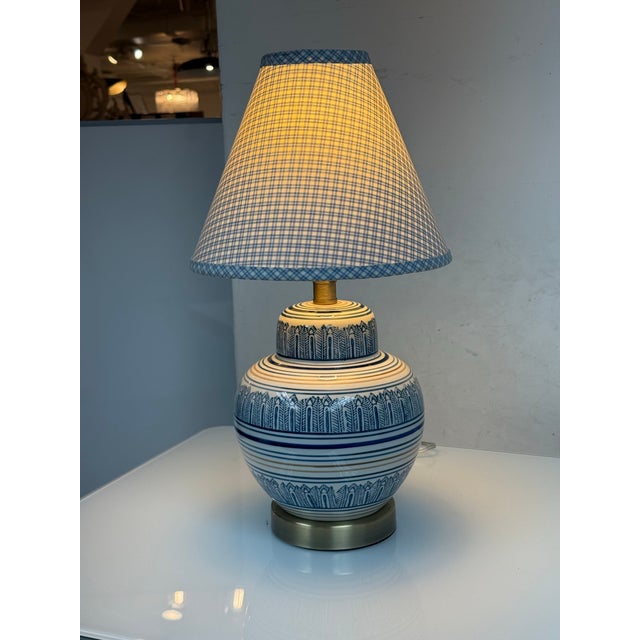 Ceramic Blue + White Table Lamp For Sale - Image 12 of 12