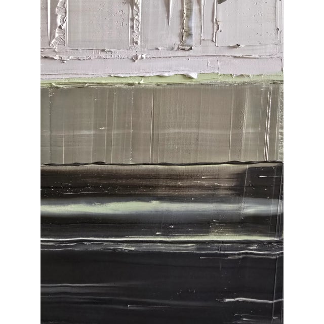 Gray 'The Seine River' (Paris) - Framed Abstract Minimalist Landscape Oil Painting by Diane Grant / Neutral Color Palette / Color Field For Sale - Image 8 of 11