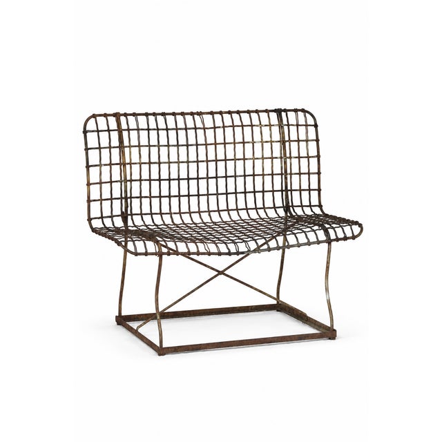 An Antique Industrial Wire Garden Bench. Would look great in a Modern Home too.