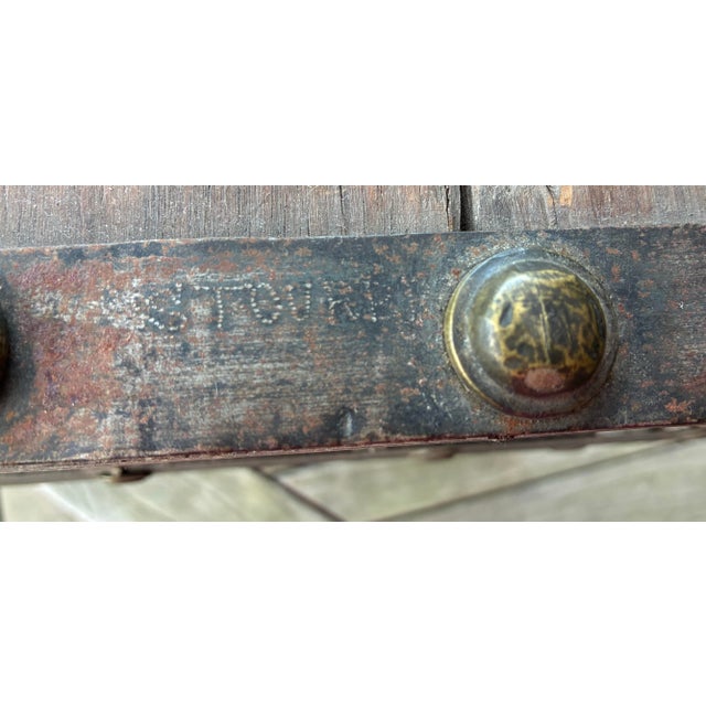 Antique Wood and Iron-Bound Travel Trunk - Rustic Storage For Sale - Image 11 of 11