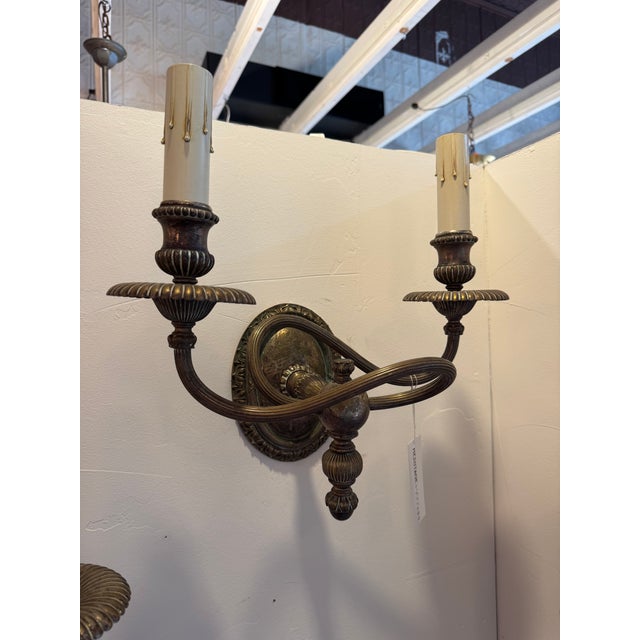 Pair of Early 1900's e.f. Caldwell Bronze Silver Plated Sconces For Sale - Image 9 of 12