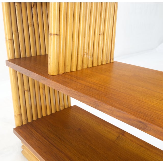 Pair of Restored 1950s Solid Mahogany & Bamboo Reed Step End Side Tables Stands For Sale - Image 6 of 12