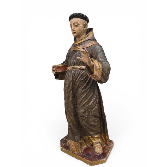 Spanish Artist, Sculpture of Saint Anthony of Padua, 1670, Wood For Sale - Image 15 of 16