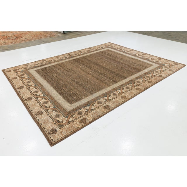 Modern 9 X 12 Modern Khotan Style Wool Rug Handmade in Brown With Allover Pattern For Sale - Image 3 of 9