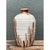 This vintage abstract ceramic vessel showcases a classic bottle form with a gently tapering shoulder and a subtly flared...
