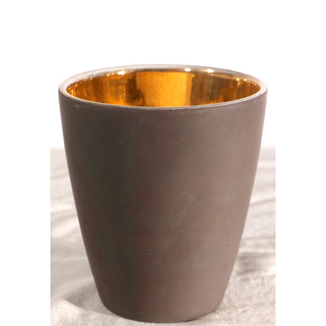 Mid 20th Century Mid Century Art Deco Crossed Arrow Mark Mat Brown and Gold Luster Vase For Sale - Image 5 of 5