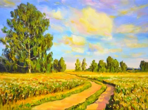 "Summer. Field. Road." Original Painting