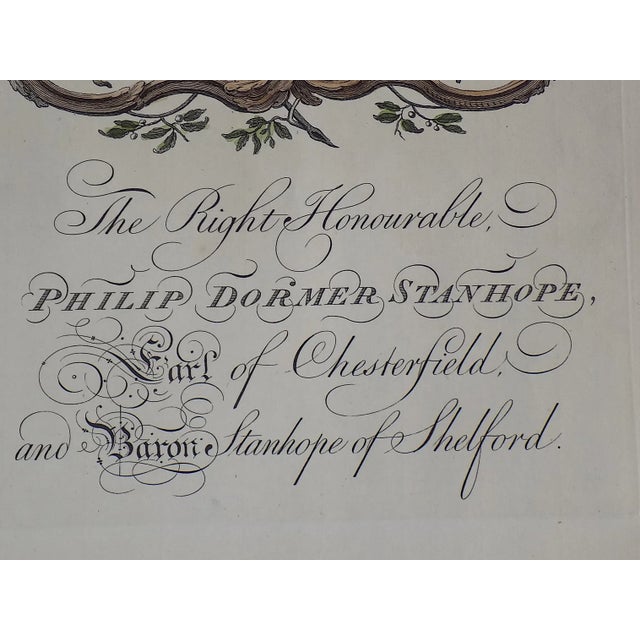 Antique 18th Century Copperplate Heraldry Crest & Family Tree Engravings - "Hon. Philip Dormer Stanhope" - Set of 3 For Sale - Image 4 of 8
