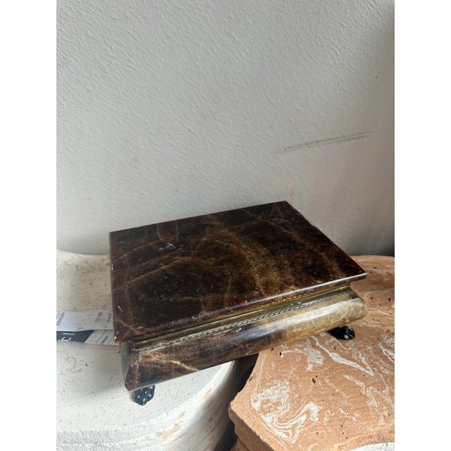 Vintage marble or onyx box with metal feet