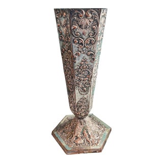 Vintage Repousse Silverplate Flute Vase by Barbour Silver Co. For Sale