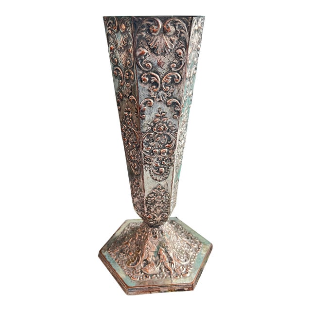 Vintage Repousse Silverplate Flute Vase by Barbour Silver Co. For Sale