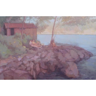 Original Swimmers Lake Painting by Michelle Farro For Sale