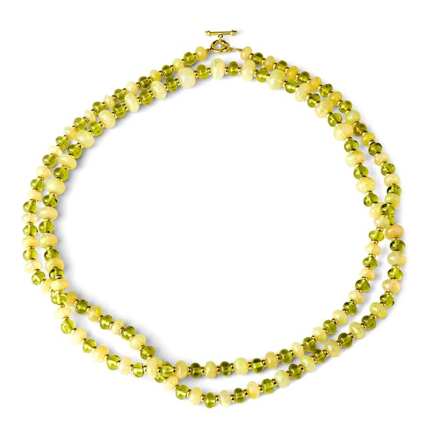 Mogul Opal and Peridot Bead Necklace For Sale