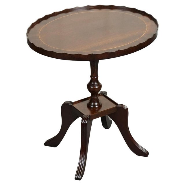 Flamed Hardwood Oval Pie Crust Side End Lamp Table For Sale - Image 11 of 11