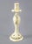 Early elegant creamware candlestick, the double strap handles are twisted and end in leaf terminals, the bobeches...