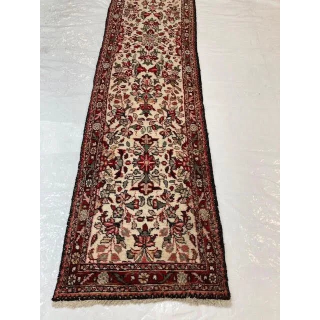 Wool pile genuine hand made antique Persian Hamadan runner-