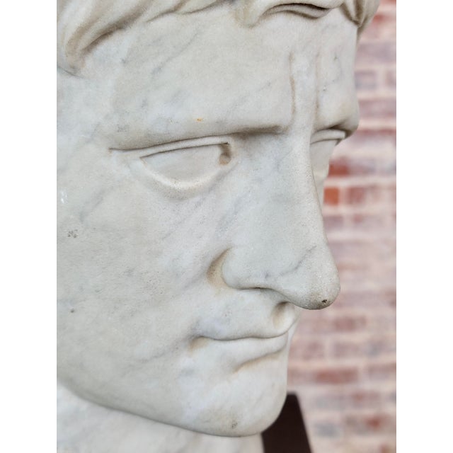 Antique Marble Head of a Roman Emperor With Stand For Sale - Image 4 of 10