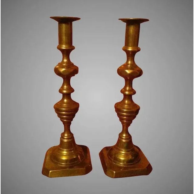 Gold 11 Inch Push-Up Candlesticks - a Pair For Sale - Image 8 of 8
