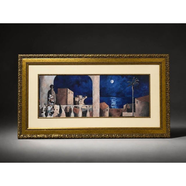 Mediterranean Coastal Framed Wall Art 45x25 Ornate Gold Frame Home Decor For Sale - Image 4 of 4