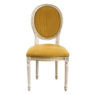 Vintage Yellow Louis XVI Side Chair For Sale