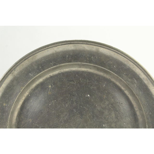 Traditional 18th C. Georgian Large Pewter Plate Charger 11.75" Crowned Hallmarks For Sale - Image 3 of 8