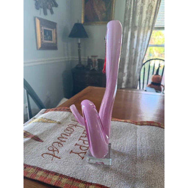Vintage MCM Pink Flamingo – Murano Style Blown Glass Figurine, 12.75” Tall Bring a touch of retro charm and elegance to...
