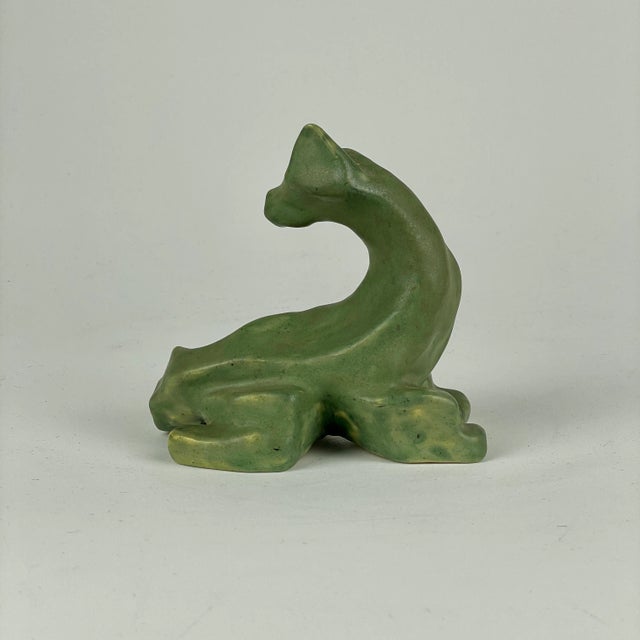 Ceramic Vintage Ceramic Avocado Green Dog Sculpture in Geometric Form For Sale - Image 7 of 12
