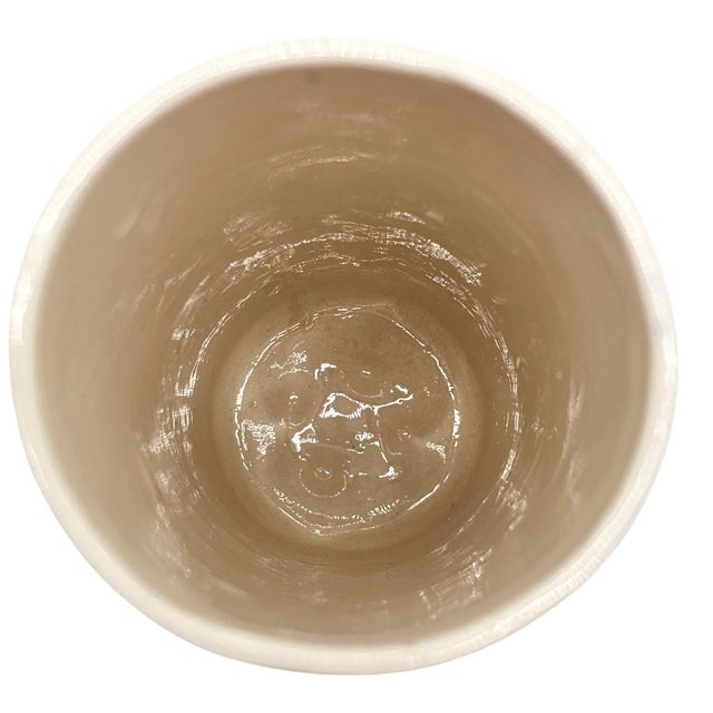 Set of Four Hand Painted Talavera Mexican Terra Cotta Tumblers, Blue and White For Sale - Image 9 of 10