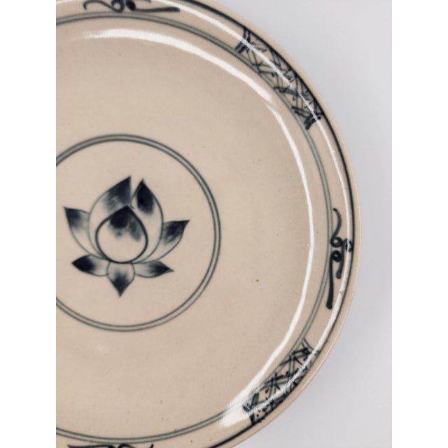 Late 20th Century Late 20th Century Set of 6 Bat Tràng Hand-Painted Blue & White Vietnamese Ceramic Dessert Plates For Sale - Image 5 of 14