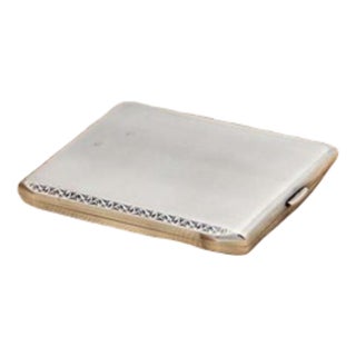 Brushed Silver Cigarette Case with Side Strips and Gold Interior For Sale