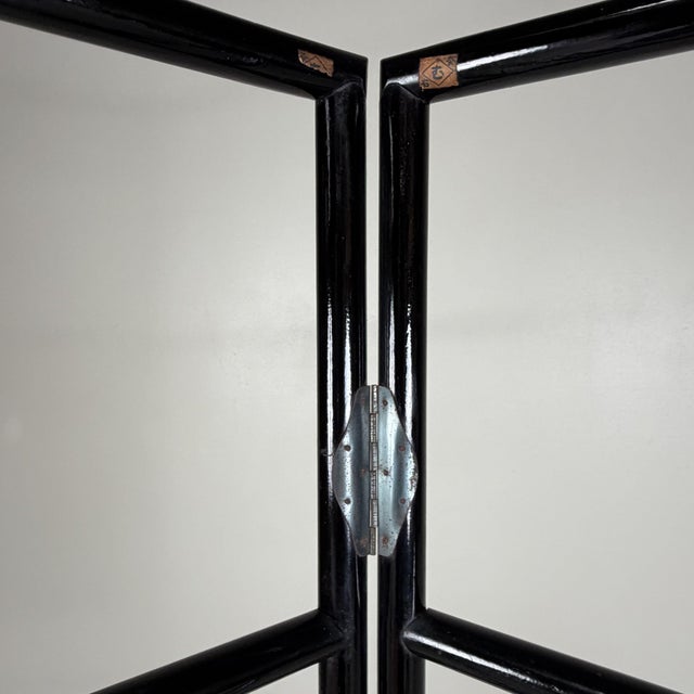 Antique Japanese Black Lacquered Ikō Kimono Hanger with Cranes, 1920s For Sale - Image 15 of 17