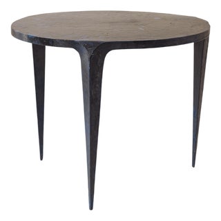 Vintage One-Off Tripod Table in Blue Lacquered Metal, 1980s For Sale