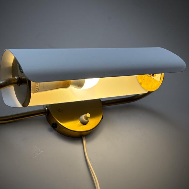 Nordiska Kompaniet Vintage Wall Lamp in Brass and Steel by Bertil Brisborg for Nordiska Kompaniet, Sweden, 1950s For Sale - Image 4 of 12