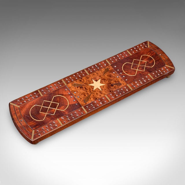 Antique Cribbage Board, English, Inlaid Game Scoreboard, Peg Storage, Edwardian For Sale - Image 4 of 10