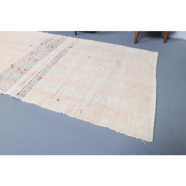 Textile Vintage Turkish Hand-Knotted Wool Cotton Beige Kilim Runner Rug For Sale - Image 7 of 11