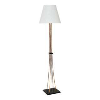 French Mid-Century Modern Wood Floor Lamp For Sale