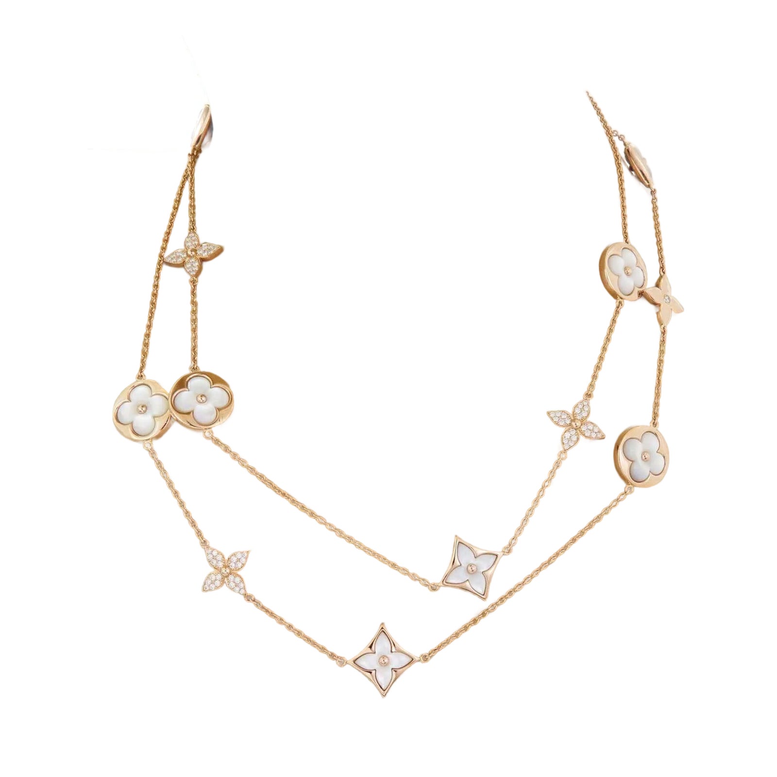 Louis Vuitton Blossom Sautoir Diamond MOP 18k Pink Gold Necklace