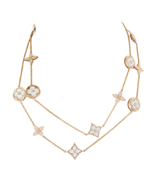 Louis Vuitton Blossom Sautoir Diamond MOP 18k Pink Gold Necklace 36" Long w/Cert