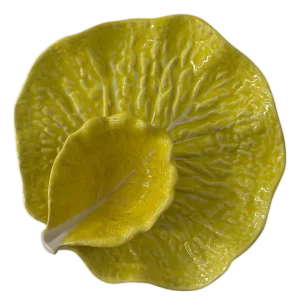 Mid 20th Century Secla Portugal Yellow Cabbage Ware Chip and Dip