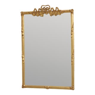 Carvers Guild Gold Gilt Carved Bow Top Wall Mirror For Sale